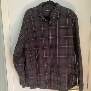 Men's Plaid Shirt in Dark Gray and Red XXL